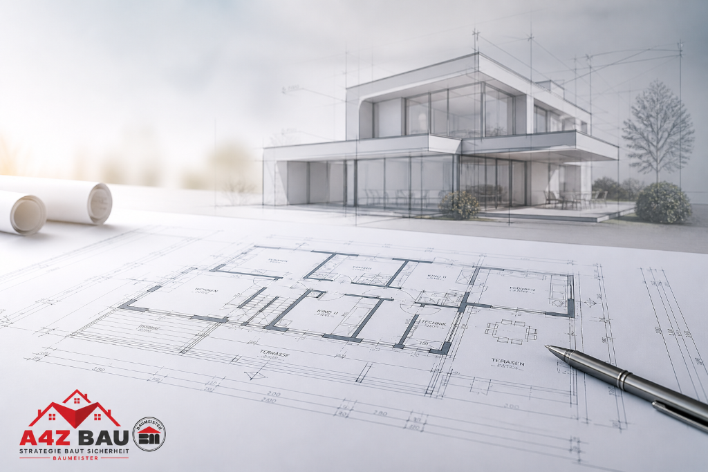 A4Z BAU Hausbau Wien – Architekturplan und modernes Einfamilienhaus in Planung